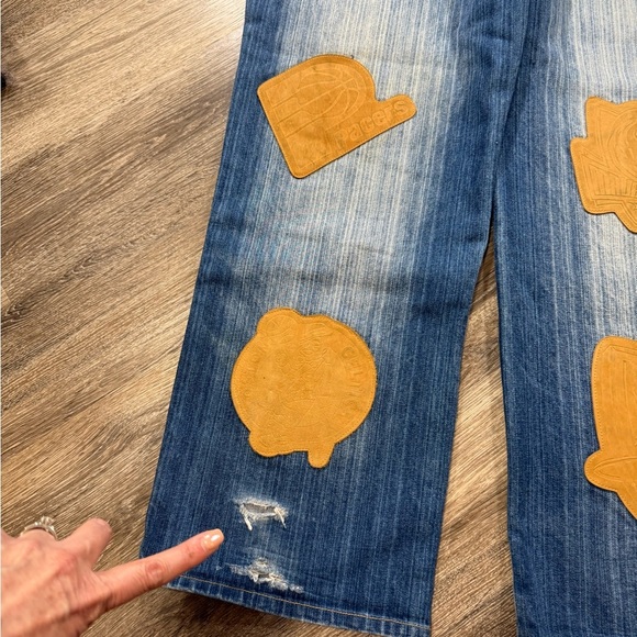 2000s NBA Teams Basketball Patches Straight Jeans 40x35 Y2K Sports Collectibles - Picture 14 of 14